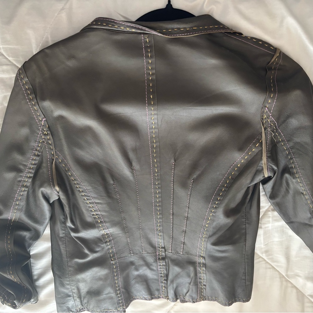 Women's Gray Leather Jacket
